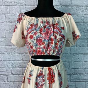 Pale Pink Floral Bohemian Maxi Dress